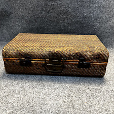 Wicker  Cane Wood Case Bamboo Rattan Basket Luggage Trunk Train Case Antique Old for sale  Shipping to South Africa