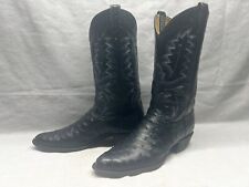 Used, Panhandle Slim Men's 12 B Black Full Quill Ostrich Leather Western Cowboy Riding for sale  Shipping to South Africa