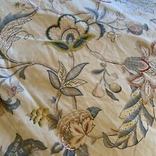 Bassett Queen Duvet 1 Euro Sham Cream Multicolor Floral Heavy Linen Like Cotton for sale  Shipping to South Africa