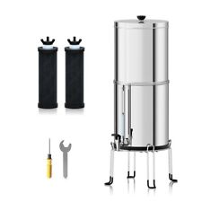 Gravity-Fed Water Filter System with 2 Carbon Filters 1.5 Gal. Stainless Steel for sale  Shipping to South Africa
