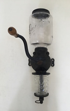 VINTAGE ARCADE CRYSTAL COFFEE GRINDER WALL MOUNT HAND CRANK W/ GLASS CATCH for sale  Shipping to South Africa