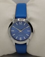 Relógio analógico feminino casual redondo pequeno tom prata pulseira de couro sintético azul J3 comprar usado  Enviando para Brazil