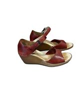 Sandálias anabela Dr Martens tamanho 8 Louisa couro vermelho fivela plataforma sapatos robustos comprar usado  Enviando para Brazil