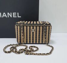 Usado, Bolsa Chanel Vanity Chain ráfia fio de juta bege preta comprar usado  Enviando para Brazil