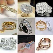 Fashion 925 Silver Filled Cubic Zircon Ring Wedding Jewelry Ring Size 6-10 for sale  Shipping to South Africa