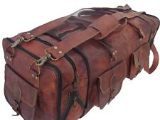 Leather Gym Travel Luggage Vintage Genuine Duffel Weekend Men's Brown Bag for sale  Shipping to South Africa