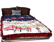 Santa Sighting Christmas Village Throw Blanket 72 x 60 NEW HandTied for sale  Shipping to South Africa