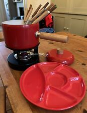 Fondue Set Cast Iron Red Enamelled + 14 forks - Includes Instructions, used for sale  Shipping to South Africa