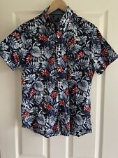 Tommy Hilfiger Mens Floral Shirt M Slim Fit Blue Red Floral Hawaiian for sale  Shipping to South Africa