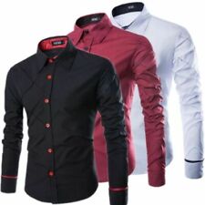 Camisa social masculina elegante luxo slim fit manga longa formal botões camisetas top comprar usado  Enviando para Brazil