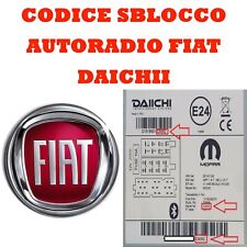 CODICE SBLOCCO AUTORADIO DAIICHI FIAT LANCIA  CITROEN Fiorino Ypsilon Radio Code na sprzedaż  Wysyłka do Poland