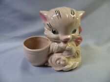 VINTAGE HULL ART PINK KITTEN / CAT PLANTER with LARGE GREEN EYES- #61! for sale  Shipping to South Africa