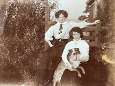 Usado, Duas lindas senhoras - gravata em uma - e seu cachorro collie, fotografia da década de 1920 comprar usado  Enviando para Brazil