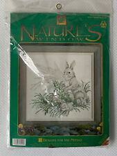 Kit de ponto cruz vintage década de 1980 Nature's Window Rabbit Family ~ #5420 ~ 14" x 14" comprar usado  Enviando para Brazil
