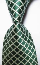 Nova gravata masculina xadrez clássica verde escuro branco tecido jacquard 100% seda comprar usado  Enviando para Brazil