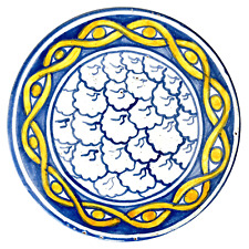 Rebite de azulejo português estanho-vidrado Faïence Maiolica redondo olho medieval MCM Europa comprar usado  Enviando para Brazil