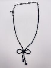 Used, Signed Tiara Misu Gunmetal Prong Set Black Rhinestone 17” Bow Choker Necklace for sale  Shipping to South Africa
