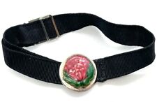 Antique 1900's Sterling Silver Enamel Flower & Black Ribbon Bracelet, used for sale  Shipping to South Africa