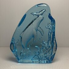 Escultura de vidrio azul agua WyLand jorobado ballena y ternera, E16061 ~ LEER segunda mano  Embacar hacia Argentina