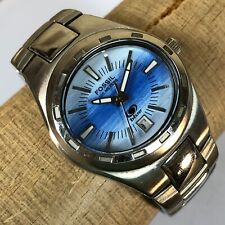 "Reloj Fossil Azul Mujer Tono Plateado Esfera Ovalada Fecha 100M Nuevo Batería 6,5" segunda mano  Embacar hacia Mexico