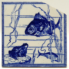 Usado, Patrón de pescado Minton, Hollins & Company con azulejos impresos en transferencia estética C1880 segunda mano  Embacar hacia Mexico