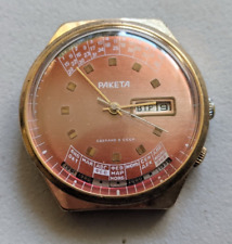 Usado, Relógio masculino vintage Raketa calendário perpétuo faculdade mecânico soviético comprar usado  Enviando para Brazil