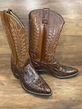 Vintage ACME Ostrich Grain Cowhide Western Cowboy Boots Leather Brown 8.5C for sale  Shipping to South Africa