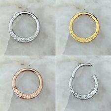 Used, Sandblast & Slightly Front Drop Effect Hinged Septum Clicker Daith Rook Ear Ring for sale  Shipping to South Africa