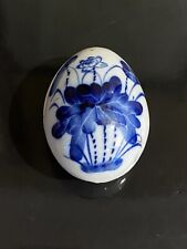 Prato antigo vintage de porcelana com tampa em forma de ovo azul e branco bugiganga pílula comprar usado  Enviando para Brazil