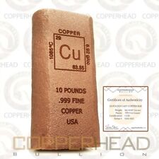 10 Pound lb (160 oz) Element Cast Copper Bar .999 Fine Bullion Ingot Pounds lbs for sale  Shipping to South Africa
