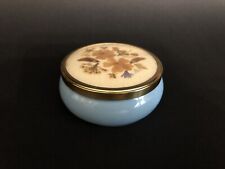Vintage Blue Porcelain Trinket Box w Dried Floral Lid Framecraft England for sale  Shipping to South Africa