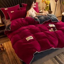 Capa de edredom de veludo sólido quente inverno flanela luxo cama de casal colcha, usado comprar usado  Enviando para Brazil