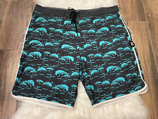 Used, HURLEY Phantom Oak Street Sz 40 Black Aqua  Unlined Board Surf Short Stretch for sale  Shipping to South Africa