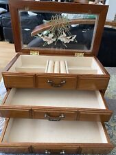 Vintage Mele Wooden Jewellery Box  Opening Glass Door for sale  Shipping to South Africa