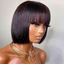 Brazilian Human Hair Wig with Bangs Remy Straight Short Bob Wigs for Women New for sale  Shipping to South Africa