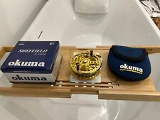 OKUMA SHEFFIELD S1002 4 1/2” CENTREPIN TROTTING FISHING REEL IN RARE GOLD COLOUR, used for sale  Shipping to South Africa