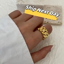 Anillo estilo Rolex de oro 18K, banda estilo Rolex, anillo de eslabón grueso segunda mano  Embacar hacia Argentina