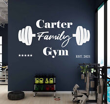 PERSONALISED home family gym weights fitness business wall sticker vinyl decal, used for sale  Shipping to South Africa