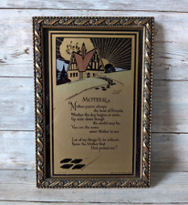 Vintage Mother By Emma E. Koehler Art Deco Small Framed Motto Poem 1930 for sale  Shipping to South Africa