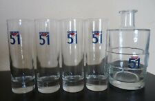 LOT 4 VERRES TUBE PASTIS 51 + CARAFE NO RICARD d'occasion  Montady