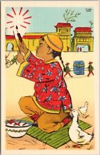 Vintage Ethnic Children LINEN Postcard "Kai Lin" Firecracker  / JONDALL Unused for sale  Shipping to South Africa