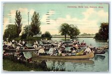 1911 Canoagem Lagoa Lago Belle Isle Remar Tour Detroit Michigan Cartão Postal Michigan comprar usado  Enviando para Brazil