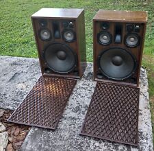 VTG Sansui SP-5500X 4 Way HiFi Loud Speakers Lattice Grills 1970s CABINETS WORN for sale  Valrico