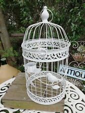 Large 20" Vintage White Metal Wire Birdcage Bird Flowers Bird Cage for sale  Shipping to South Africa
