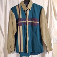 Camisa occidental Spindle River Classics ""Tricolor marrón turquesa"" - para hombre L con botones, usado segunda mano  Embacar hacia Argentina