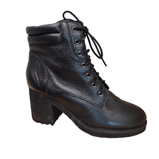 Bota de combate feminina Steve Madden Tornado couro preto com cadarço 10 comprar usado  Enviando para Brazil