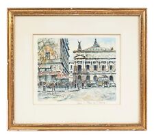 Vintage Pierre Eugene Cambier Watercolor Painting Paris Place de l'Opéra for sale  Shipping to South Africa