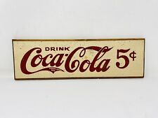 Vintage Coca Cola 5C Wooden Advertising Sing Wall Hanging 16” x 5” X 3/4” APPORX for sale  Shipping to South Africa
