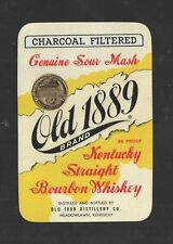 ANTIGA MARCA 1889 KENTUCKY STRAIGHT BOURBON UÍSQUE GARRAFA NÃO USADA RÓTULO - CARVÃO VEGETAL comprar usado  Enviando para Brazil