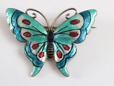 silver enamel butterfly brooch for sale  SWANSEA